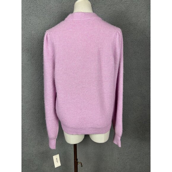 On 34th Women's Puff-Sleeve Jewel-Button Ribbed Cardigan Sweater Pink Medium NWT - Picture 5 of 8